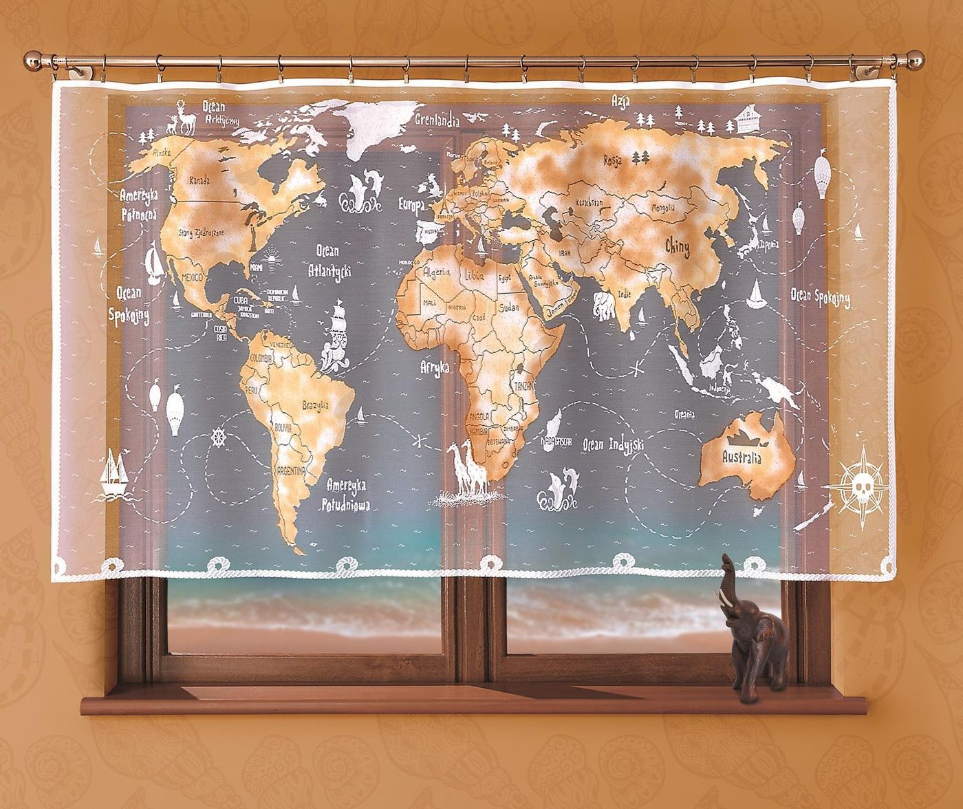 Zavjesa World Map 120x215 cm - Vivre