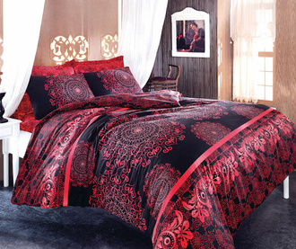 Спално бельо   Double Ranforce Ottoman Curl Red
