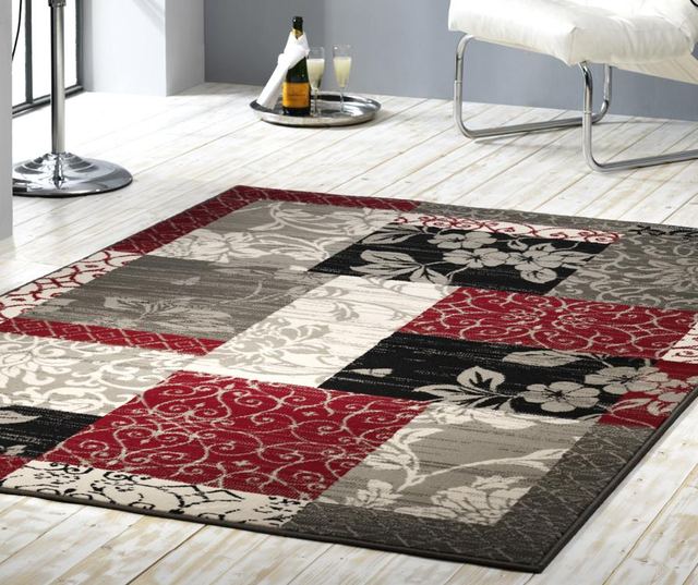 Covor Patchwork Border Red Grey 190x280 cm