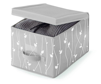 Cutie cu capac pentru depozitare Leaves Grey S