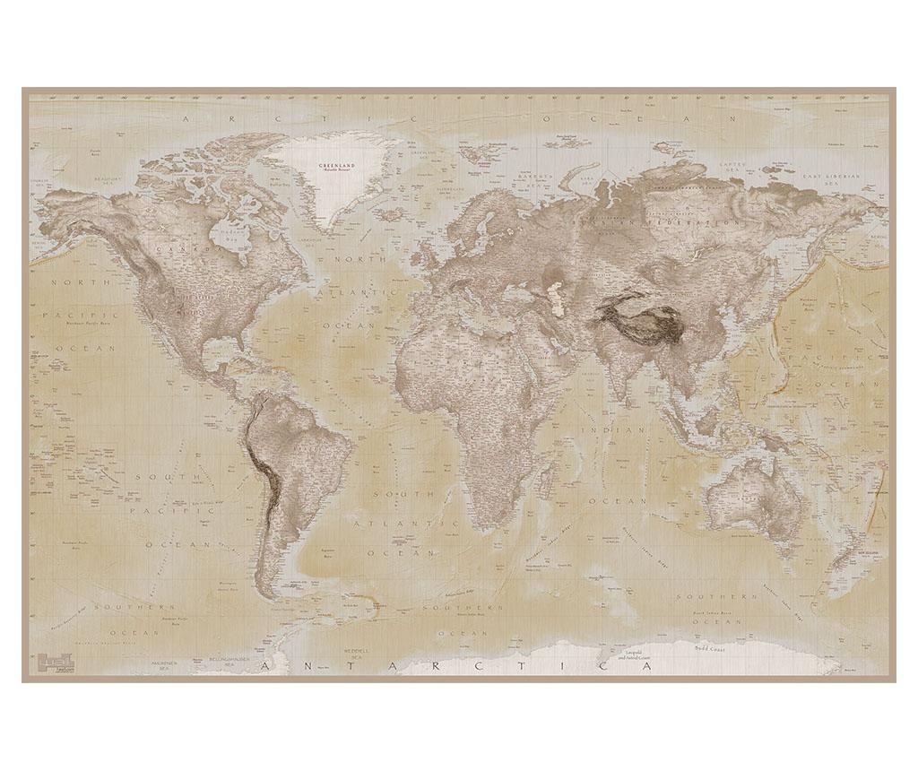Tapet Neutral World Map 232x315 cm - Vivre
