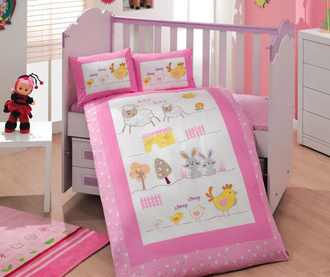 Otroška posteljnina Poplin Extra Zoo Pink