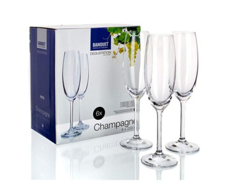 Сервиз 6 чаши за шампанско Degustation Crystal Banquet 220 мл