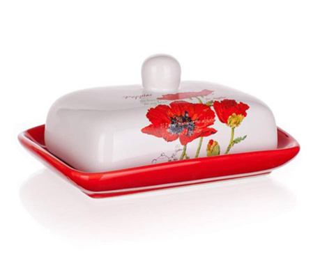 Untiera cu capac Banquet, Red Poppy, ceramica, 13x18x8 cm