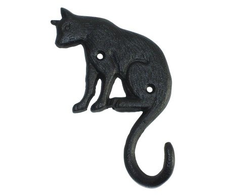 Decoratiune de perete Esschert Design, Black Cat, fonta, 15x11x4 cm