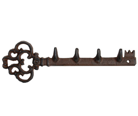 Cuier pentru chei Esschert Design, Clave, 9x29x3 cm, fonta cu invelis de vopsea cu aspect antichizat
