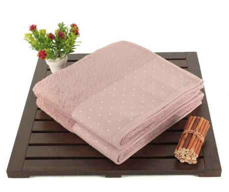 Zestaw 2 ręczniki kąpielowe Polka Dots Dusty Rose