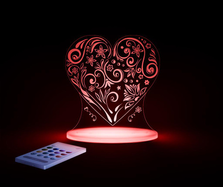 Lampa de veghe Aloka, Love Heart, metacrilat, 18x6x25 cm