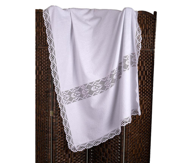 Kopalniška brisača Lacy White 100x150 cm