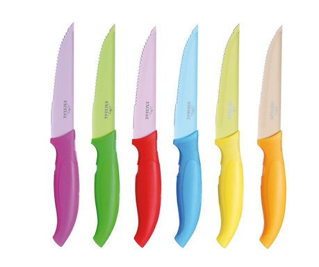 Комплект 6 ножа за печено месо Coloured