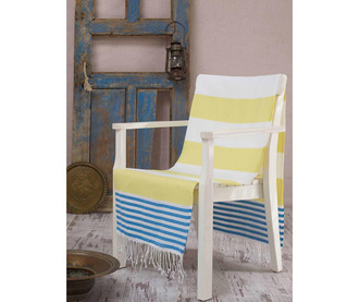 Prosop de plaja Fouta Eponj Home, Antalya Yellow, bumbac, 100x180 cm, galben/alb