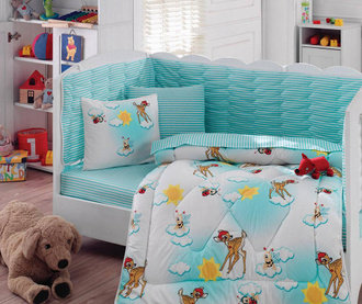 Детско спално бельо, завивка и протектор Ranforce Bambi Turquoise
