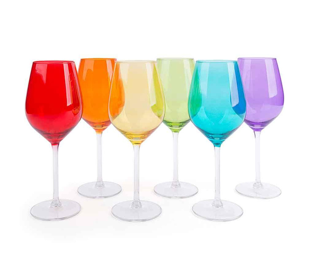 Set 6 pahare pentru vin Excelsa, Scatch Multicolor, sticla, 6x6x23 cm