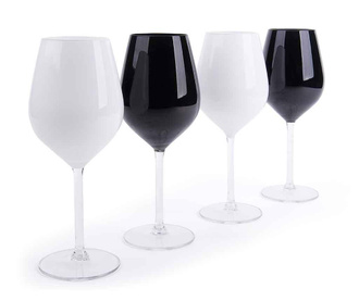 Set 4 pahare pentru vin Excelsa, Black & White, sticla, 0.5