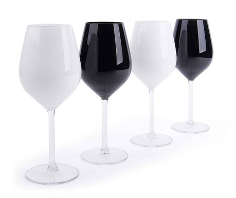 Sada 4 pohárov na víno Black & White 0.5