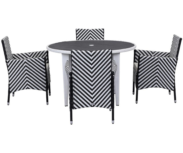 Комплект маса и 4 стола за екстериор Malaga Stripes Black
