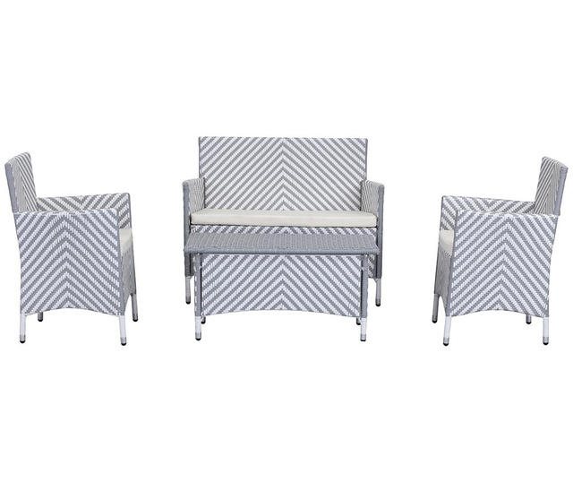 Set mobilier pentru exterior 4 piese Venice Stripes Grey White