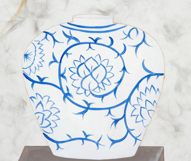 Blue Vase One Festmény 80x80 cm