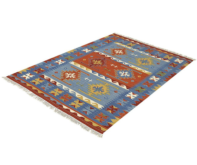 Covor Bakero, Kilim Macario Blue, 125x185 cm