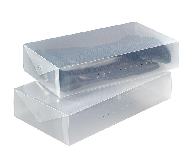 Set 2 cutii pentru depozitare cizme Wenko, Ayden, 52x30x11 cm, polipropilena