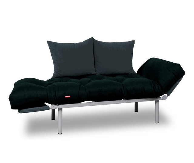 Sofa extensibila Minder, Relax Black Smoked, negru/gri fumuriu