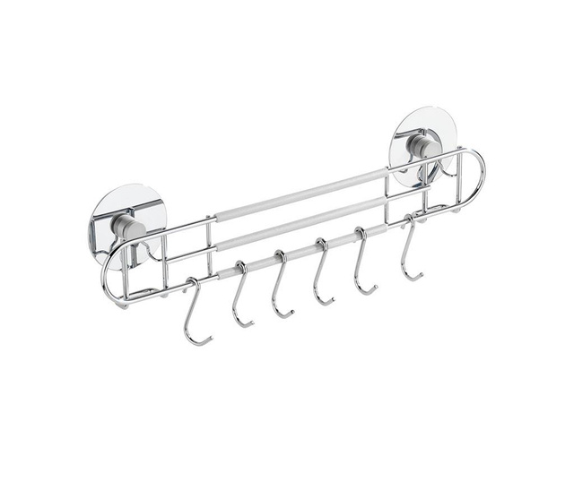 Suport pentru ustensile de bucatarie Wenko, Turbo-Loc, metal cromat, 32x5x10 cm