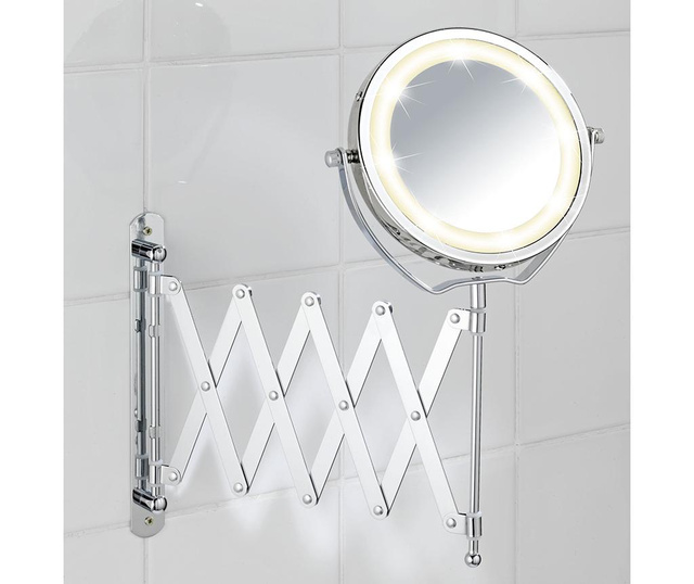 Oglinda cosmetica cu LED Wenko, Brolo Tele, otel, 45x19x39 cm