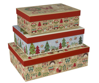 Комплект 3 кутии с капак Christmas