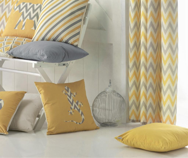 Zastor Chevron Grey Yellow 140x270 cm