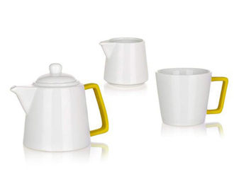 Set  pentru ceai 3 piese Banquet, Plus Yellow, ceramica, galben, 20x17x12 cm