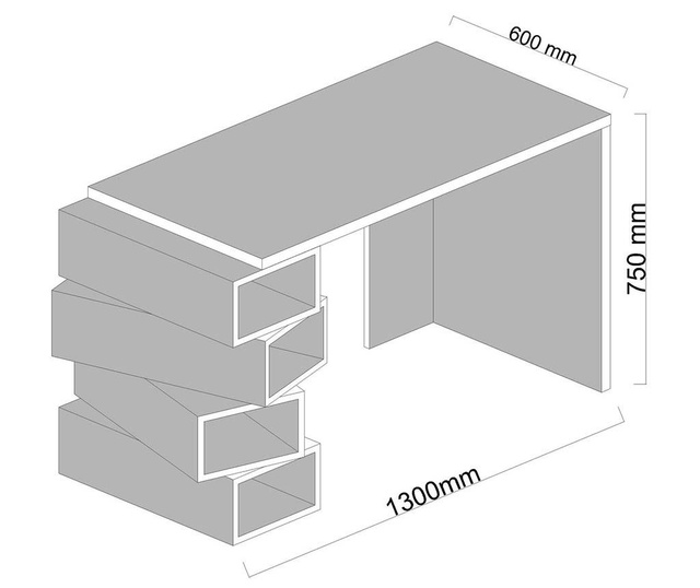 Birou Woody Fashion, Jenga White, PAL melaminat, 130x60x75 cm, alb