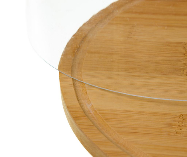 Platou cu capac Casa Selección, Natural Round, lemn de bambus, 28x28x9 cm