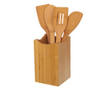 Set 4 ustensile de bucatarie si suport Bamboo