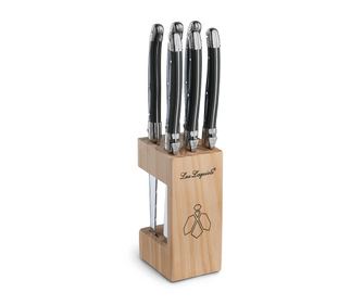 Lou Laguiole Anthracite 6 db Sültes kés és Tartó