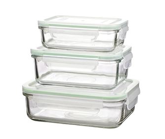 Set 3 boluri cu capac ermetic Compact Rectangular Green