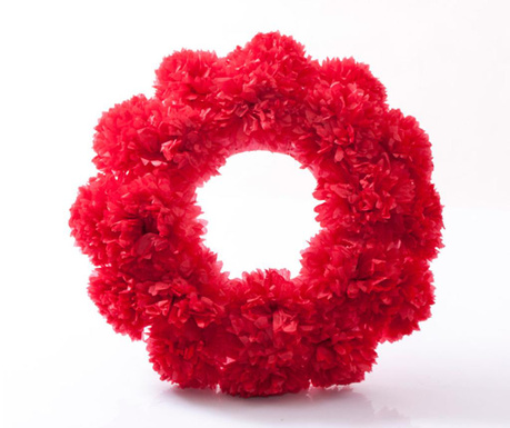 Decoratiune de usa Luigi Dal Pozzo, Red flower, hartie, 50 cm