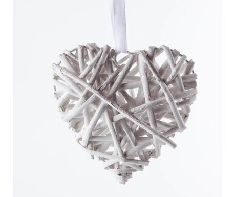 Decoratiune suspendabila Luigi Dal Pozzo, White Heart, rachita, 12x3x12 cm