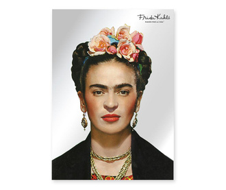 Decoratiune cu oglinda Frida Kahlo, Portrait, sticla, 50x1x70 cm