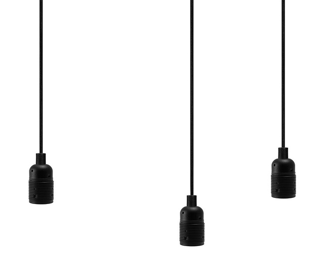 Lustra Bulb Attack, Long Uno Three Black, dulie si baza din otel vopsit prin pudrare, negru