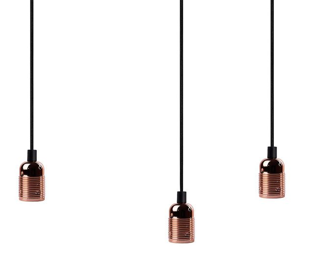 Lustra Bulb Attack, Long Uno Three Copper, dulii din otel placat cu cupru, aramiu