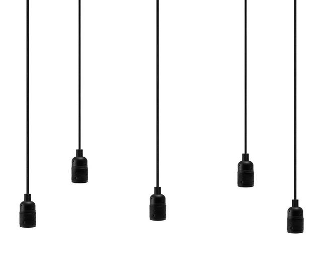Lustra Bulb Attack, Long Uno Five Black, dulii si baza din otel cu invelis de vopsea pulbere, negru