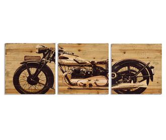 Set 3 decoratiuni de perete Motorcycle 60x60 cm