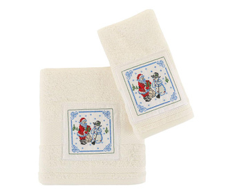 Комплект 2 кърпи за баня Santa and Snowman White