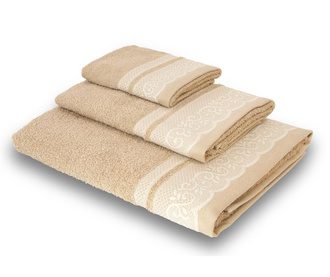 Комплект 3 кърпи за баня Lace Ecru