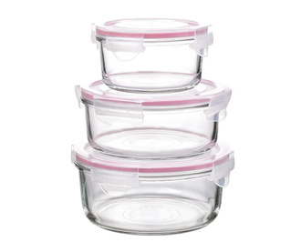 Set 3 zdjele s hermetičkim poklopcem Compact Round Pink