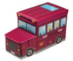 Red School Bus Tárolódoboz játékoknak fedővel