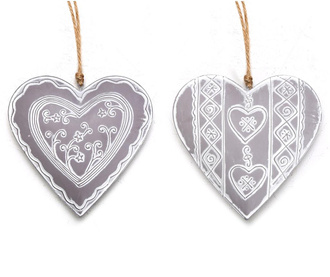Комплект 2 висящи декорации Grey Heart