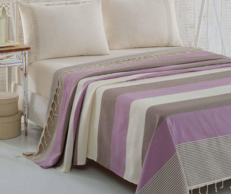 Posteljno pregrinjalo Pique Brigitte Lilac Brown 200x235 cm