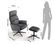 Set scaun de birou si taburet pentru picioare Tomasucci, Clara Leather Grey, gri