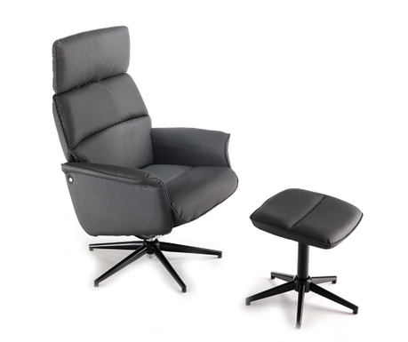 Set scaun de birou si taburet pentru picioare Clara Leather Grey